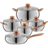 Scheffler Topf-Set 10tlg Edelstahl Topfsets für alle Herdarten, Edelstahl (3,38/2,0/2,8/4,0/6,7 Liter, für alle Herdarten), Induktion, robust und hochwertig