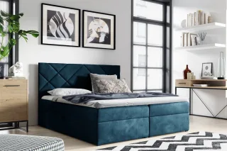 Boxspringbett Schlafzimmerbett 120x220cm LAZARO Nr.3 Blau inkl. Bettkasten