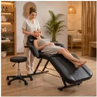 oyajia Massageliege Kosmetikliege mit hocker hoehenverstellbar kosmetikliege 3-zone 185cm, Bereit rueckenlehne verstellbar belastbar und hocker, bis 280 kg
