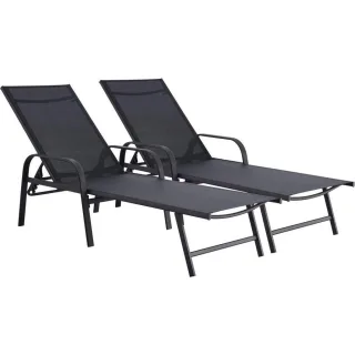 Habitat Garten Sonnenliege, Schwarz, Metall, 59x45x193 cm, Gartenmöbel, Gartenliegen