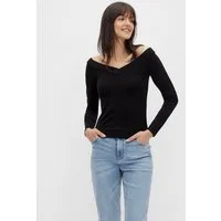 pieces Langarmshirt PCMALIVA LS OFF SHOULDER V-NECK TOP NOOS