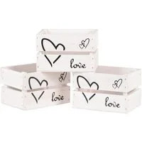 UNUS HOME Dekokiste Holzkiste Dekokiste "Love" 3er Set - Liebe (Abmessungen: 21 x 15 x 13,5 cm (LxBxH), Dekokisten Holzkistenset Holzkisten Aufbewahrungskisten