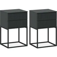 KONSIMO® Nachttisch RECTUS Nachtschrank, Modern, hergestellt in der EU, mit 2 Schubladen (2-St), Beistelltisch, geriffelte Schubladenfront, Push-to-Open
