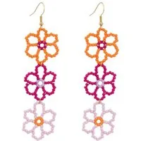 KARMA Paar Ohrhänger Ohrringe Blumen Bunt Acryl 9 cm Damenohrringe (Damen Blumenohrringe Hängeohrringe), Ohrschmuck Damenschmuck Ohrschmuck