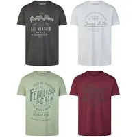 riverso T-Shirt Herren Printshirt RIVLeon Regular Fit (4-tlg) Kurzarm Tee Shirt mit Rundhalsausschnitt aus 100% Baumwolle