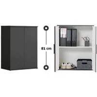 mokebo Mehrzweckschrank Der Kurze (60x81 cm, mit Einlegeboden) Made in Germany, Aktenschrank, Schuhschrank, Aufbewahrung in Anthrazit