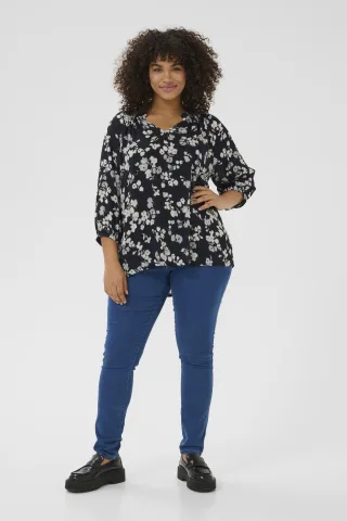 Langarm-Bluse Regular fit Marine Flower floral