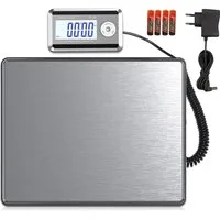 Zedelmaier Feinwaage Digitale Packetwaage Postwaage mit wandmontierbarem LCD-Display, (Wand Display Paketwaage), Briefwaage Bis 200kgs, d=50g, Edelstahlplatte