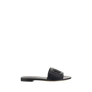 Dolce & Gabbana Schwarze Kalbleder Bos Taurus Sandalen