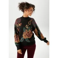 Aniston CASUAL Strickpullover mit großflächigen, eingestrickten Blüten