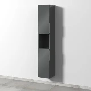 Sanipa 3way Hochschrank mit 2 Türen und 1 offenem Fach, Anthrazit-Glanz UF11279