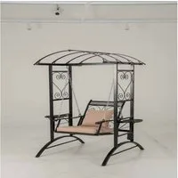 COSTWAY Hollywoodschaukel, 1-Sitzer, mit Gestell, 2 Rankgittern, Kissen