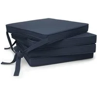 Beautissu Stuhlkissen 4er Set Loft SK Stuhlkissen Dunkelblau, 45x40x5cm, Stuhlpolster mit Bändern Sitzkissen für Stühle, rutschfest