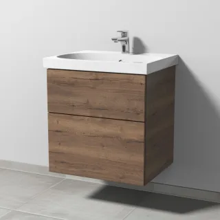 Sanipa 3way Waschtischunterbau zu Geberit Acanto Waschtisch mit 2 Auszügen, Eiche-Tabak SM41550