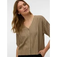 Vero Moda Kurzarmbluse VMROSIE 2/4 V-NECK SHIRT NOOS Viskosemischung. mit Leinen, Kurzarm
