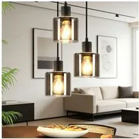 ZMH Pendelleuchte Esstischlampe Hängend Hängeleuchte Schwarz/Berstein - E27 Vintage Flur, Einfache Installation, ohne Leuchtmittel, Höhenverstellbar für Hotel Büro Vintage Esszimmerlampe