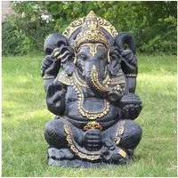 Oriental Galerie Dekofigur Ganesha Figur Beton Antik Finish mit Gold 80 cm (1 St)