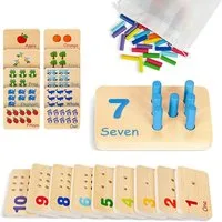 CLTYQ Lernspielzeug Montessori Holz-Zahlenblöcke ab 3 Jahre –Steckbrett zum Zählen, Vorschul-Lernspielzeug,Motorikspielzeug,Holzspielzeug Geschenk