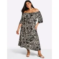 Sheego Strandkleid Maxikleid Kurzarm