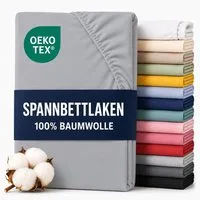 Komfortec Spannbettlaken Premium Jersey Bettlaken 90x200, 140x200, 160x200, 180x200, 200x200 cm, 100% Baumwolle (135g/m), Gummizug: Rundum, (1 Stück), OEKO-TEX® Standard 100, für Matratzen bis 25 cm Höhe, Hotelqualität