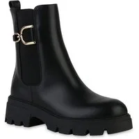 VAN HILL 841445 Stiefelette Damen Leicht Gefüttert Klassische Stiefeletten Profil-Sohle