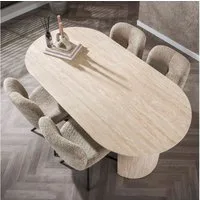 Vintagehaus Essgruppe Retro Arch Organic 180 Travertin Keramik + Stühle Comfort