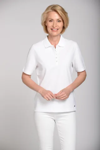 CLARINA - NOS Poloshirt,1/2 Arm, Pique 100 weiss - Gr. - 48