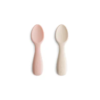 Mushie Toddler Starter Silikonlöffel 2er Pack Blush/Shifting Sand