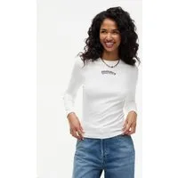 Tommy Jeans Langarmshirt TJW SLIM ESS LOGO 1 LS TEE Baumwollmischung, slim fit