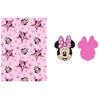 Wohndecke Schlafset – Kinderdecke mit Kissen für Zuhause & Reisen 140x100 cm, Disney Minnie Mouse