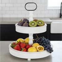 Mucola Etagere Etagere 2 Stöckig Servierplatte Standetagere Vintage Kuchenstand, (Stück, 1 Etagere), Massivholz