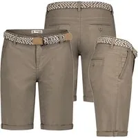 SUBLEVEL Bermudas Damen Short Bermuda kurze Hose Sommer Chino Short Stoff Hose Gürtel