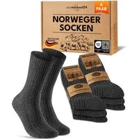 sockenkauf24 Norwegersocken 6 Paar warme Wintersocken Herren & Damen Wollsocken mit verstärkter Sohle in Schwarz Grau Anthrazit - 70301T