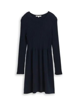 Denim Tom Tailor - Mini-Kleid mit Rippstruktur sky captain blue - Gr. - S