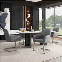 Flieks Freischwinger (4 St), 4er Set Esszimmerstühle Polsterstuhl Wohnzimmer Kunstleder