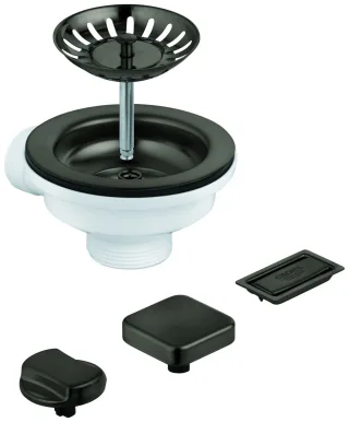GROHE Spülen-Ablaufgarnitur 40996 mit Exzenter hard graphite gebürstet, 40996AL0 40996AL0