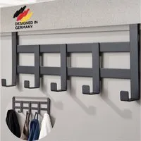 DEKAZIA Türgarderobe Kindergarderobe Tür Garderobe Türhaken Haken Tür, Kinderzimmer, Garderobe, Haustür, Zimmertür, Schranktür, Flur, Bad, Badezimmer, Schubladen, (Inkl. Filzpads, für alle gängigen Zimmertüren, Schranktüren, 4 Farben), zum Einhängen 