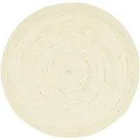 TaraCarpet Teppich Jute Teppich Mani Colour rund Flachgewebe Boho Modern, rund, Höhe: 5 mm, Teppich Sisal optik rund weiß Wohnzimmer 120x120 cm rund