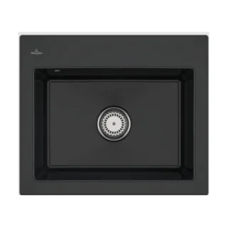Villeroy und Boch Subway 60 S Einbauspüle 330900S5 Spülbecken, 600 x 510 mm, ebony CeramicPlus