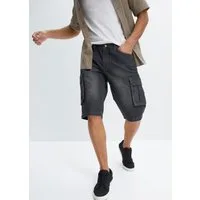 bonprix Bermudas aus Baumwolle und Elasthan, Relaxed Fit, Cargo-Jeans-Design
