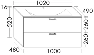 Burgbad Mineralguss Waschtisch-Set Sys30 PG4 Sana Grau Hochglanz/Weiß Velvet, SFGM102F3364C0037 SFGM102F3364C0037