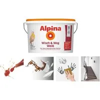 Alpina Wand- und Deckenfarbe Wisch & Weg 5 Liter Wandfarbe Weiss Matt