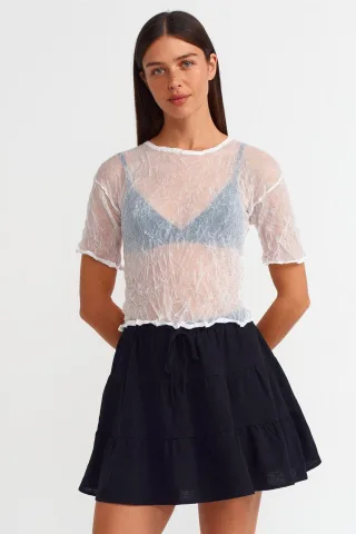 Damen Pullover mit Rundhals und kurzen Ärmeln