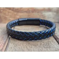 NAHLE Lederarmband Leder elegantes Armband Echtleder – geflochten mit Magnetverschluss (1-tlg), Länge durch Verlängerungsstück +1,5cm erweiterbar