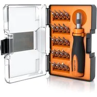 Brandson Bit-Schraubendreher Set 21-teilig, Minibits 4 mm, Schlitz, Kreuzschlitz, Sechskant, Torx, Innensechskant, Schraubenzieher Satz, Steckschlüssel, Feinmechaniker