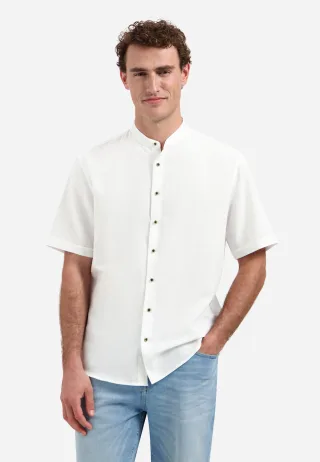 No Excess - Shirt Short Sleeve Granddad With Linen white - Gr. - XL