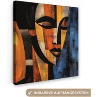 OneMillionCanvasses® Leinwandbild Abstrakt - Porträt - Farbfelder, Fotodruck (1 St), Wandbild, Deko Schlafzimmer Wohnzimmer Flur 20x20 cm