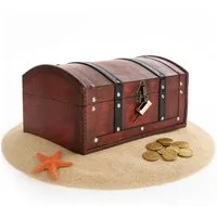 BigDean Schatzkiste Kindergeburtstag Holzkiste Schatztruhe Kindergeburtstag Schatztruhe (Packung, 1 St., Schatztruhe), Piratenkiste, Robust, Holz, & Metallbeschlagen, Dekorativ