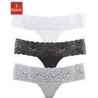 Vivance String (3er-Pack) aus elastischer Baumwolle mit floraler Spitze