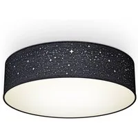 B.K.Licht Deckenleuchte, ohne Leuchtmittel, Textil-Sternenhimmel, Schwarz, 2-flammig E27, Stoffdeckenleuchte rund
